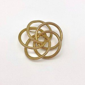 Vintage 1980s Swirl Brooch - Gold Tone Pin